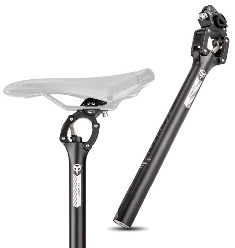 GEWAGE Gefederte Sattelstütze – Parallelogramm Federsattelstütze aus Aluminium, Einstellbare Federung, Kompatibel mit 27.2/30.9/31.6 mm, 350mm Länge – Ideal für MTB, Trekking (Φ30.9mm)