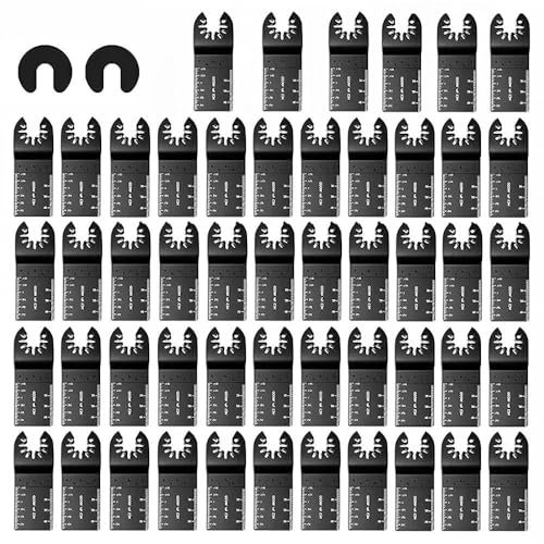 Numbowon 52PCS Multi Tool Blades, Universal Oscillating Saw Blades, High Carbon Steel, Compatible with Milwaukee, Makita, Ryobi, Rockwell, Bosch, Wood, Plastic, Soft Metal, Gypsum Board