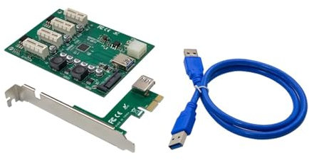 Desktop PCIe to PCI-E 4 Ports 1x USB Expansion Card 1-4 Graphics Card Expansion ASM1184E