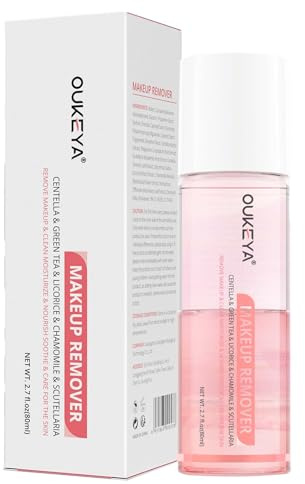OUKEYA Bifasischer Augen-Make-up Entferner 80ml, Reinigungsöl Zweiphasig mit Centella Asiatica & Kamille – Entfernt wasserfestes Make-up & Mascara – Sanfte Reinigung für Augen & Gesicht