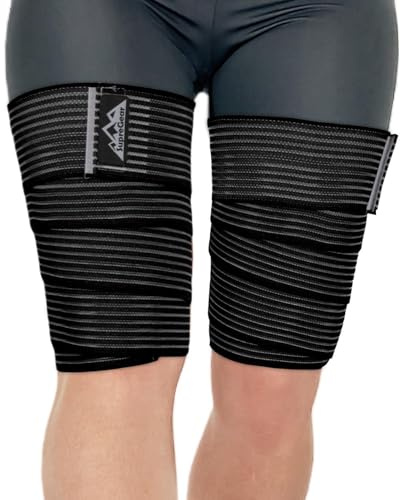 supregear 2 Pièces Bandes de Compression pour Ischio-Jambiers et Cuisses, Attelles Ajustables pour Entorses Musculaires, Bandages Élastiques pour Genou Mollet Bras Jambe, Unisexe, 150 cm, Noir