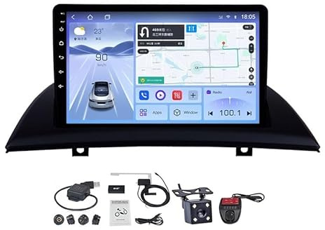 Android 15.0 Radio Coche con Pantalla Táctil 9 Pulgadas para BMW X3 E83 2004-2012 Navegación GPS Control del Volante 4G WiFi FM Am RDS Mandos Volante Bluetooth con Panta HM612 8 Core 4G+Wifi 12+256GB