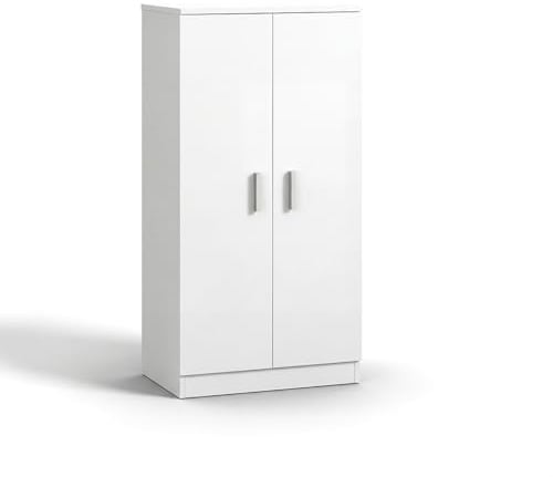 duehome | Zapatero Armario, Mueble Auxiliar, Acabado en Blanco Artik, Modelo Liam 55, Medidas: 55 cm (Largo) x 108 cm (Alto) x 36 cm (Fondo)
