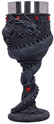 Nemesis Now Dragon Coil Goblet 20cm Black, Resin w/Stainless Steel Insert, 1 Count (Pack of 1)