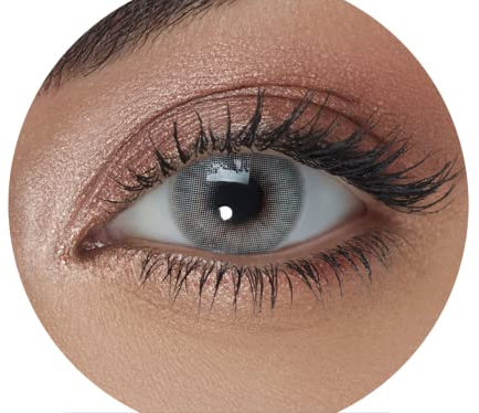 MYSALENS® Lentilles De Contact De Couleur Hidrocor Graphite Gris Naturelle très haute opacité Kit De Rangement Boitier Pince applicateur Offert 12 Mois sans correction