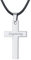 FaithHeart Gravierte Kette Partner-Ketten mit Wunsch Gravur aus Edelstahl in Silber Kreuz Anhänger Schmuck, Lederhalskette Herren