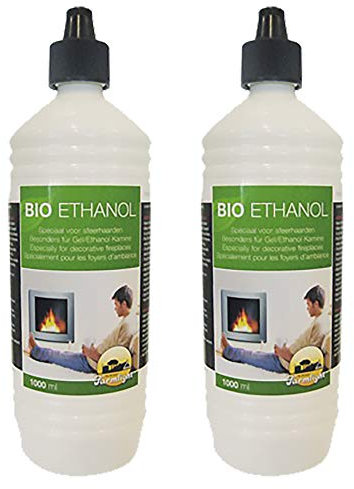 Farmlight 2 litros de bioetanol > 95% – 96,6% Premium para chimeneas de etanol, antorchas de bambú, residuos de combustión Limpia, de materias primas renovables
