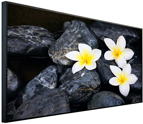Ecowelle Infrarotheizung mit Bild | 750 Watt | 60x120 cm | Infrarot Heizung| | Made in Germany| a 27 Frangipani mit Steinen