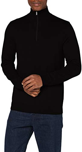 SELECTED HOMME Herren Slhberg Half Zip Cardigan B Noos Sweatshirt, Black, L EU