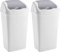 Sterling Ventures 2x 60 Litres Premium Plastic Swing Bin for Home and Kitchen Rubbish Waste (White)