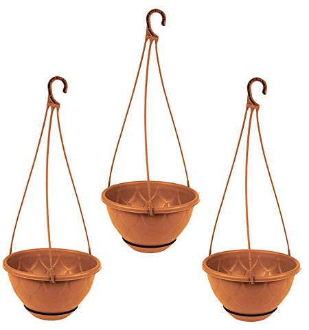 Maceta Colgante, Set 3 Unidades, 22 cm. diámetro, Maceta para Colgar (Terracota)