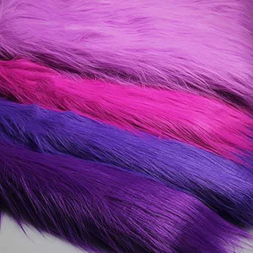 YANGUANG Lila Kunstpelz Stoff Langer Stapel 12cm Luxus Zotteliger Pelzstoff Zum Basteln Foto Prop Hintergrund Fursuit Teppiche Kostüme Mode Dekoration Cosplay 50x170cm(Color:3 Purple)