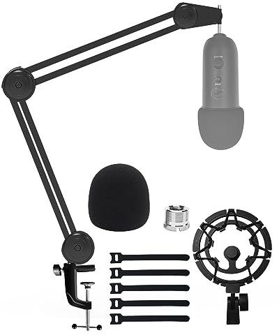 Boseen Mikrofonarm Ständer für Blue Yeti mit Stoßdämpfung, Schaumstoffabdeckung, robuster Galgen-Scherenarmständer für Blue Yeti, Rundfunk und Aufnahme