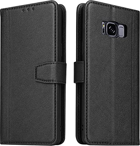 Handyhülle für Samsung Galaxy S8 Plus, Leder Handytasche Klapphülle Flip Case Brieftasche mit Kartenfach/Magnetverschluss Lederhülle mit RFID Schutz für Samsung Galaxy S8 Plus, Schwarz