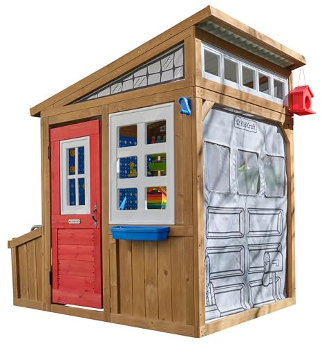 KidKraft Cabane Enfant Hobby Atelier pour l'Extérieur en Bois pour Jardin, avec Etablie Bricolage et Table et Banc pour Enfants, Maison de Jeux d'extérieur pour Jardin, P280153E