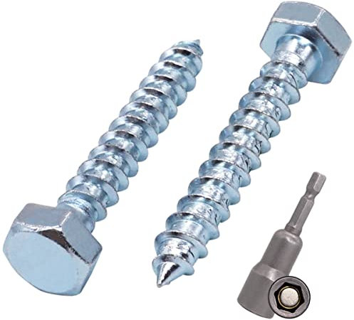 SKIR'CO (40 Stück) DIN 571 verzinkter Stahl Sechskant-Holzschrauben M8 x 50 mm, Schrauben, Sechskantschraube, Schlüsselschrauben (mit magnetischem Sechskant-Bit)