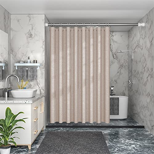 Lifup Tenda Doccia Antimuffa in Tessuto di Biancheria Beige - Con Anelli, Idrorepellente e Lavabile - Per Bagno 120x200cm