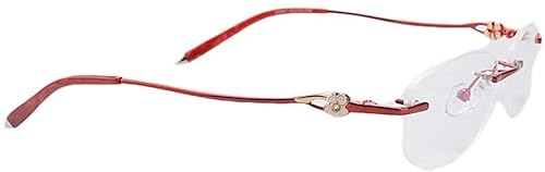 VekkEr yewear Bein, Brillenzubehör, 1 Paar Brillenersatz aus Metall mit geschnitzten Blumen, Bügel, Nasensteg, rote Brillenbügel, Reparaturteile for randlose 1-Loch-Brillen