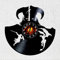 VINY WOODY Vinyl Disc Wanduhr Silhouette Ritter Drachentöter