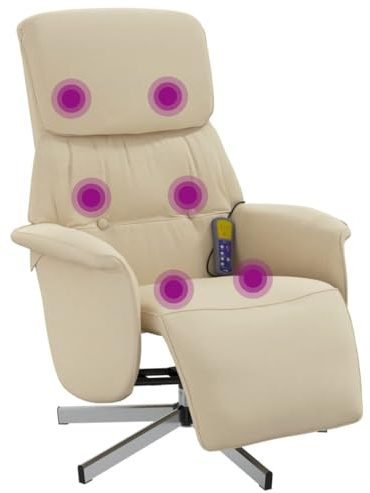 vidaXL Massagesessel mit Fußteil Creme Stoff