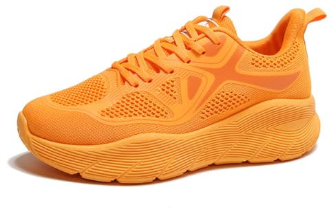 Laufschuhe Herren Turnschuhe Joggingschuhe Leichtgewichts Sneaker Tennisschuhe Fitness Trainingsschuhe Atmungsaktiv Sportschuhe Walking Schuhe orange 38EU