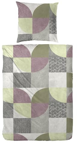 Primera Edelflanell Bettwäsche 155x220 Karo Retro lila grau grün 174147-55