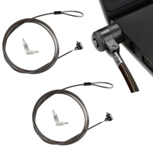 2 Pack Laptop Lock,Hardware Security Cable Lock,Tablet Locking Cable,2 Keys Sturdy Steel with 6.6 Foot Cable,for HP Samsung Lenovo Android and All Other Notebooks and Tablets ,Black