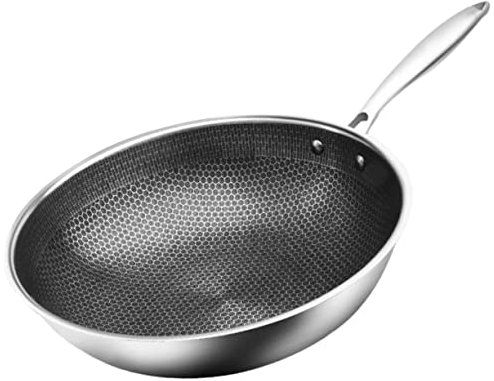 IMIKEYA Wok Acciaio Inossidabile Portatile Padella Antigraffio e Antiaderente Per Cucine Induzione e Elettriche Per Friggere Verdure e Uova