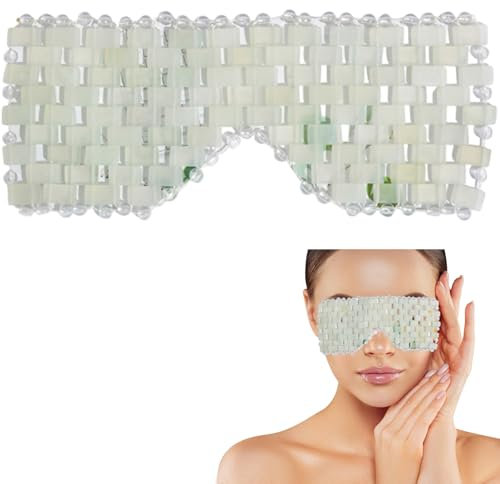 Masque pour les yeux Jade, masque oculaire de masse anti-rides, confort et lisse pour soulager les poches, le visage se détendre, les yeux se soulager, la migraine, la méditation.