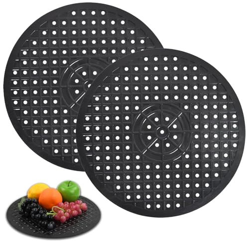 OUTALIZ Alfombrilla Redonda para Fregadero, 2 Piezas Alfombrilla, 31 x 31 cm Alfombrilla Escurreplatos, Escurridor de Goma Negro, Alfombrilla de Drenaje Redonda, Alfombrilla de Goma para Fregadero