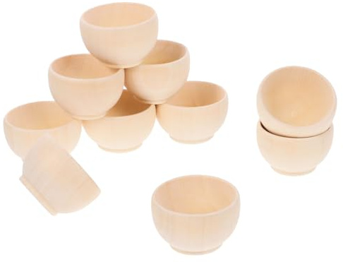 VICASKY 10pcs DIY Wooden Blank Bowls for Crafts Creative Wooden Bowls Easy to Use and Ready for Trimming for Play and Parties for Family and School