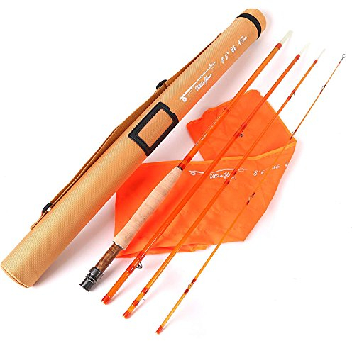 MAXIMUMCATCH Glasfaser Fliegenrute Blau Orange Weiß Lila Fliegenfischen Rute in 7’/8’/8’6’’, 3/5/6wt, 3/4 Teile (Orange, 7'0'' 3wt 3 Teile)