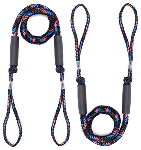 Arola Bungee Dock Line Festmacher Seil für Boote Dock-Leine Bungee-Dock-Leinen Bungee-Schnüre Kajak Bootsankerzubehör Strecken 2 Pack (Schwarz + Blau + Rot)