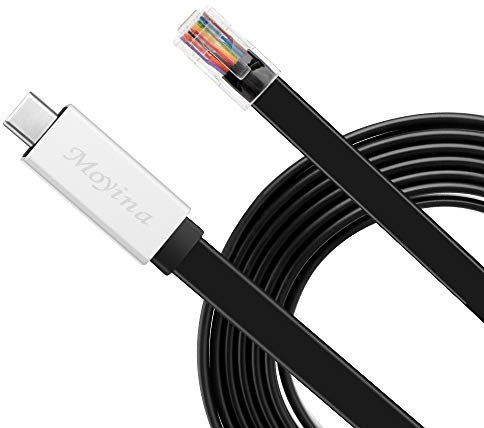 Moyina USB C Console Cable USB C to RJ45 Cable FTDI Chip Essential Accesory of Routers/Switches for Laptops in Windows, Mac, Linux (1.8M,black)