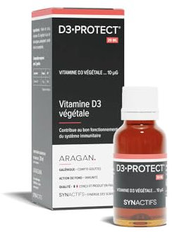 D3 Protect - Complement Alimentaire Vitamine D3, Immunité - Vitamine D Végétale Issue de Micro-Algues - Flacon de 20 ml - Fabriqué en France
