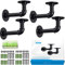 eSynic Pipe Shelf Brackets Black 4Packs Industrial Pipe Bracket for Shelves Heavy Duty Industrial Shelf Bracket with Mount Accessories Scaffold Board Shelf Brackets with a Mini Bubble Spirit Level
