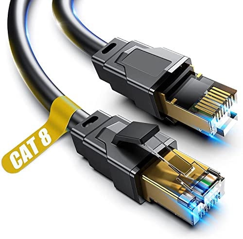 Akake Cat 8 Ethernet Cable, 0.5M 1M 2M 3M 5M 6M 9M 12M 15M 18M 30M Heavy Duty High Speed Internet Network Cable, Professional LAN Cable Shielded in Wall, Indoor&Outdoor (3M), Black