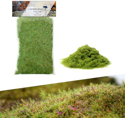 WWS War World Scenics WWScenics | 2mm Frühling Statische Grasfasern | 100g | WSG2-004 | Streugras für Modellbahn und Modellbau