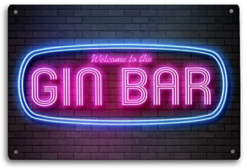 GIn Bar Sign - Pink - A4 Home Pub Bar Metal Sign