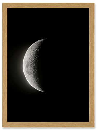 Artery8 Lunar Phases Moon Waning Crescent Space Astronomy Artwork Framed Wall Art Print A4