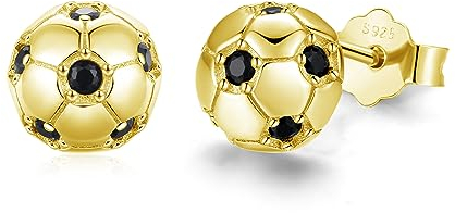 Jungen Ohrstecker Sterling Silber 925 Fussball Schmuck für Damen Ball Ohrringe Geschenk für Muttertag Mädchen,Kinder (A2)