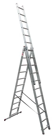 STRUKTURO Vielzweckleiter 3x11 Sprossen, max. Arbeitshöhe 7,25 m, 3-teilige Schiebe- & Stehleiter