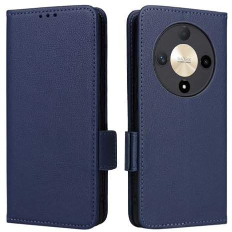 GOKEN Cover Pelle per Honor Magic 6 Lite 5G / Honor X9b, Magnetica Custodia con Supporto di Stand & Carte Slot, Flip Case con Portafoglio -Blu Scuro