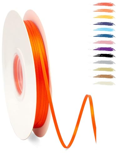 Orange 3mm Satinband 95 Meter, Polyesterband, verschönern Sie Ihre Bastelarbeiten und Feiern, ideal für Geschenkverpackungen, Dekorationen, Hochzeitsautoband, Bänder zum Basteln