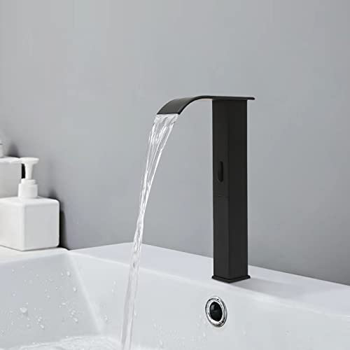 Acesunny Robinet de lavabo à capteur infrarouge Robinet de salle de bain Mitigeur monocommande Noir Capteur infrarouge Robinet de lavabo automatique Mitigeur de lavabo