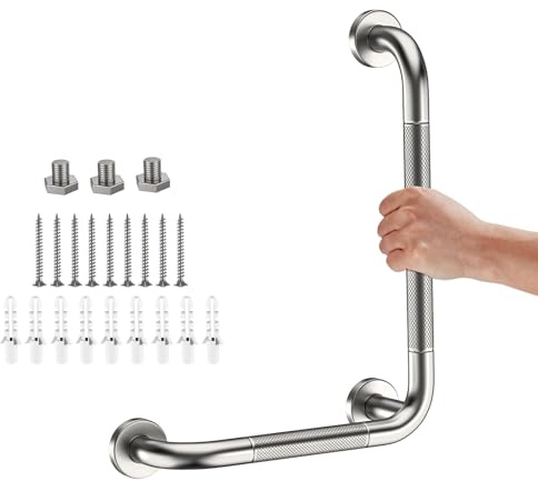 Haltegriff aus gebürstetem Nickel, 30,5 x 40,6 cm, L-förmige Haltegriffe für Dusche