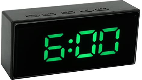 Fyearfly Kalender Spiegel Wecker Verspiegelt Digitaler Wecker mit Smart Light Sensing LED Display und Zwei Anzeigemodi, Schlummerfunktion Grün