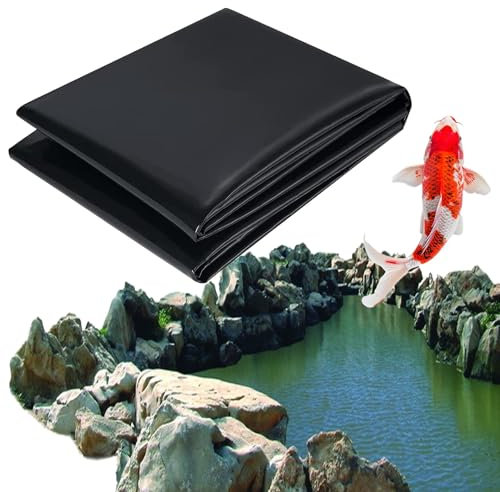 SYEUAMR Bâche D'étang Liner de Bassin Exterieur 2x3.0m 4x8.0m 6x6.0m 8x10.0m Doublure D'étang Noir 0.12mm Revêtement De Bassin HDPE Film pour Petits Étangs, Fontaines Doublure De Bassin