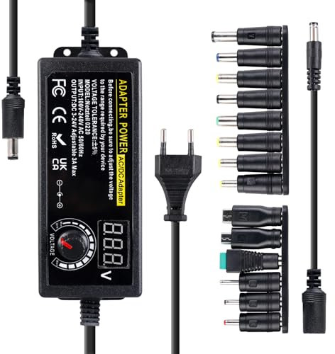Fuente de alimentación ajustable de 3-24 V, fuente de alimentación universal de 72 W, adaptador de red ajustable, adaptador universal de 100 – 240 CA, cargador con 14 cables de polaridad inversa y