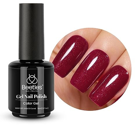 Beetles Gel Nagellack DIY Dekoration - 1Pcs 15ml Kastanienbrauner Dunkelroter LED UV Lampe Einfarbig Maniküre Kunst Design zu Hause Queen of Hearts Kollektion Geschenk für Frauen Mädchen
